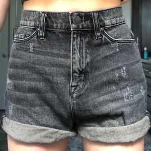 Black denim shorts